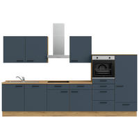 KÜCHENLEERBLOCK 360 cm   in Blau, Eichefarben  - Blau/Eichefarben, MODERN, Holzwerkstoff/Metall (360cm) - Nobilia