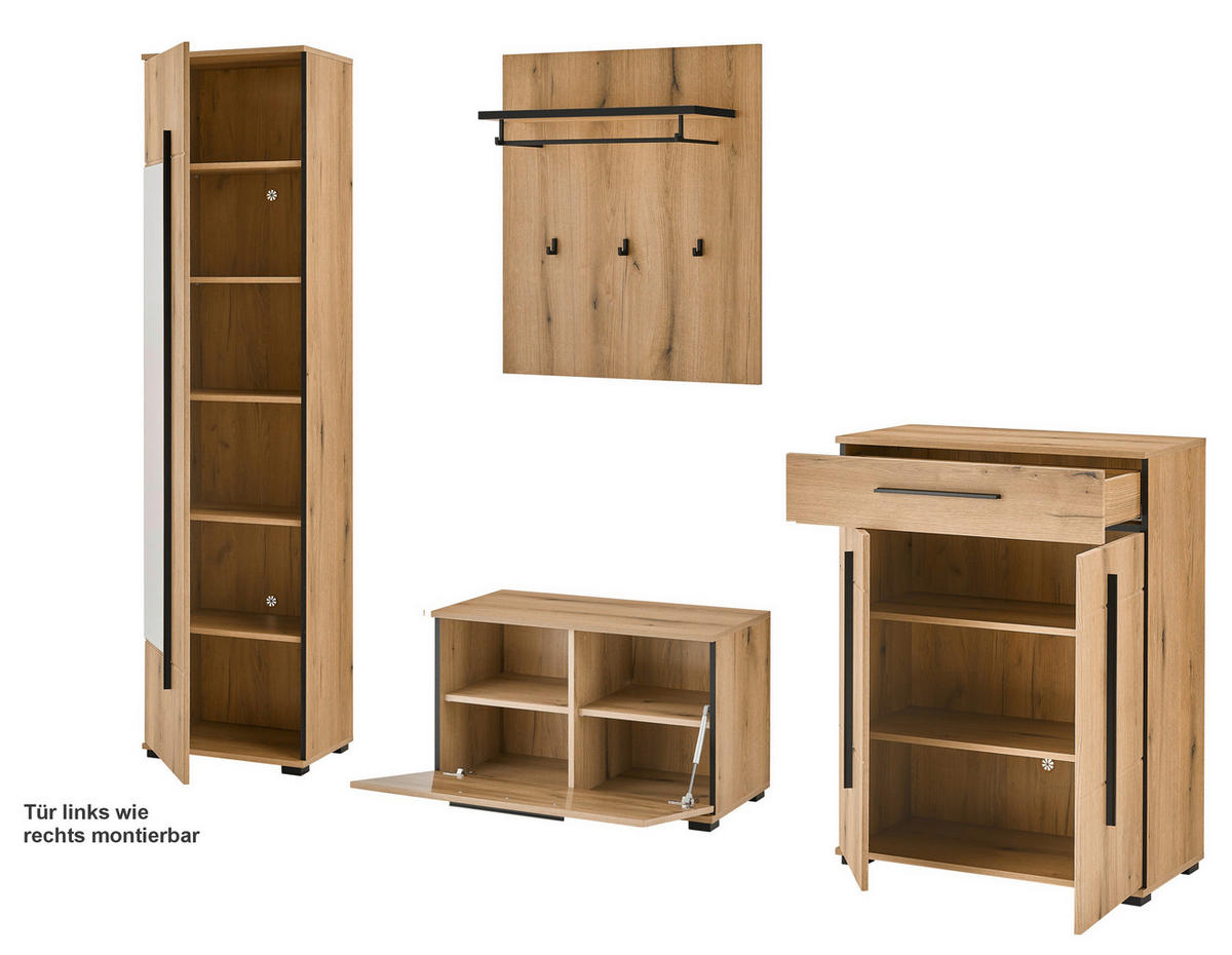 GARDEROBE 5-teilig  in 230/201/39 cm  - Eichefarben, MODERN, Holzwerkstoff (230/201/39cm) - MID.YOU
