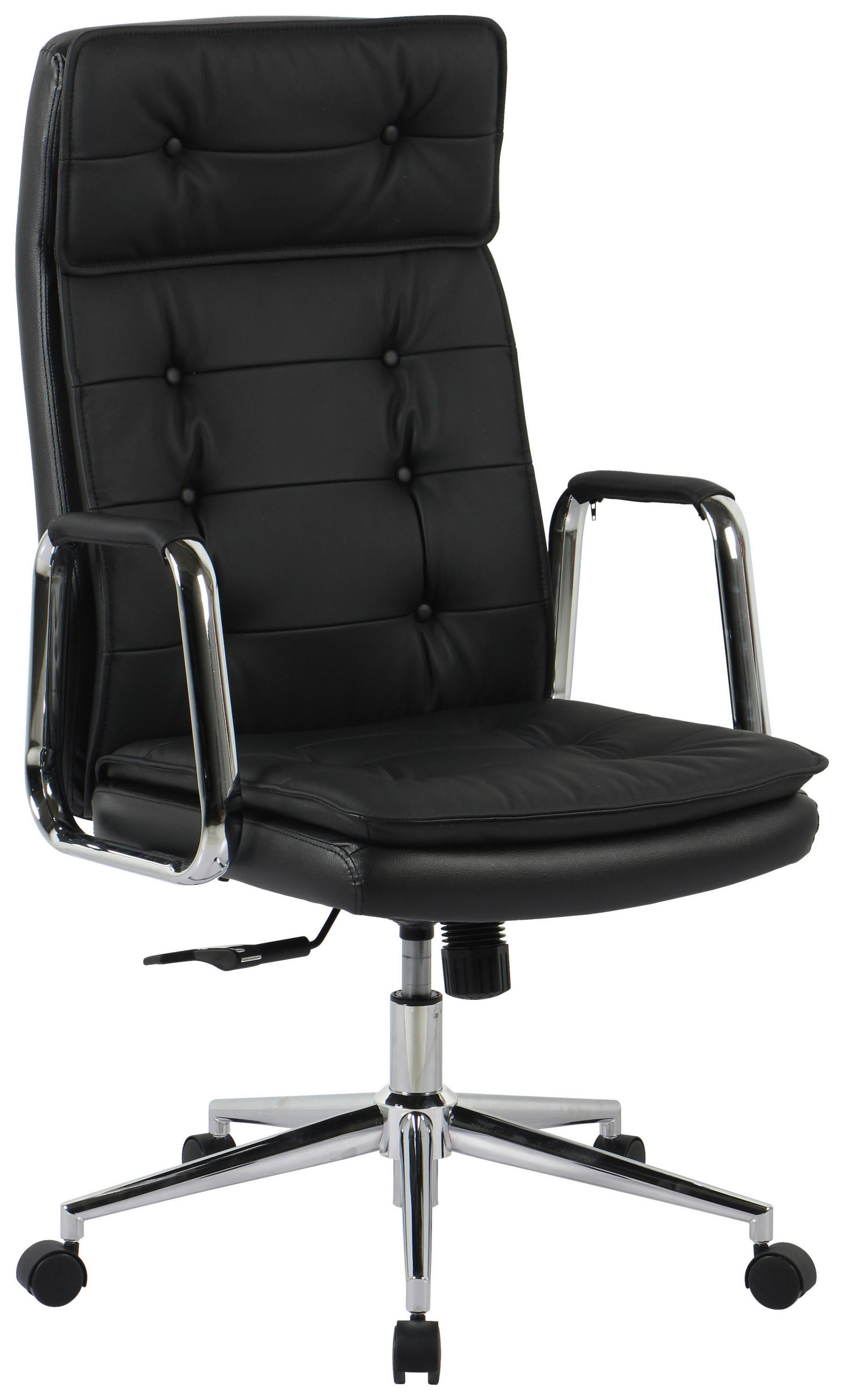 CHEFSESSEL Lederlook Schwarz  - Chromfarben/Schwarz, KONVENTIONELL, Leder/Kunststoff (75/113-120,5/65,5cm) - Novel