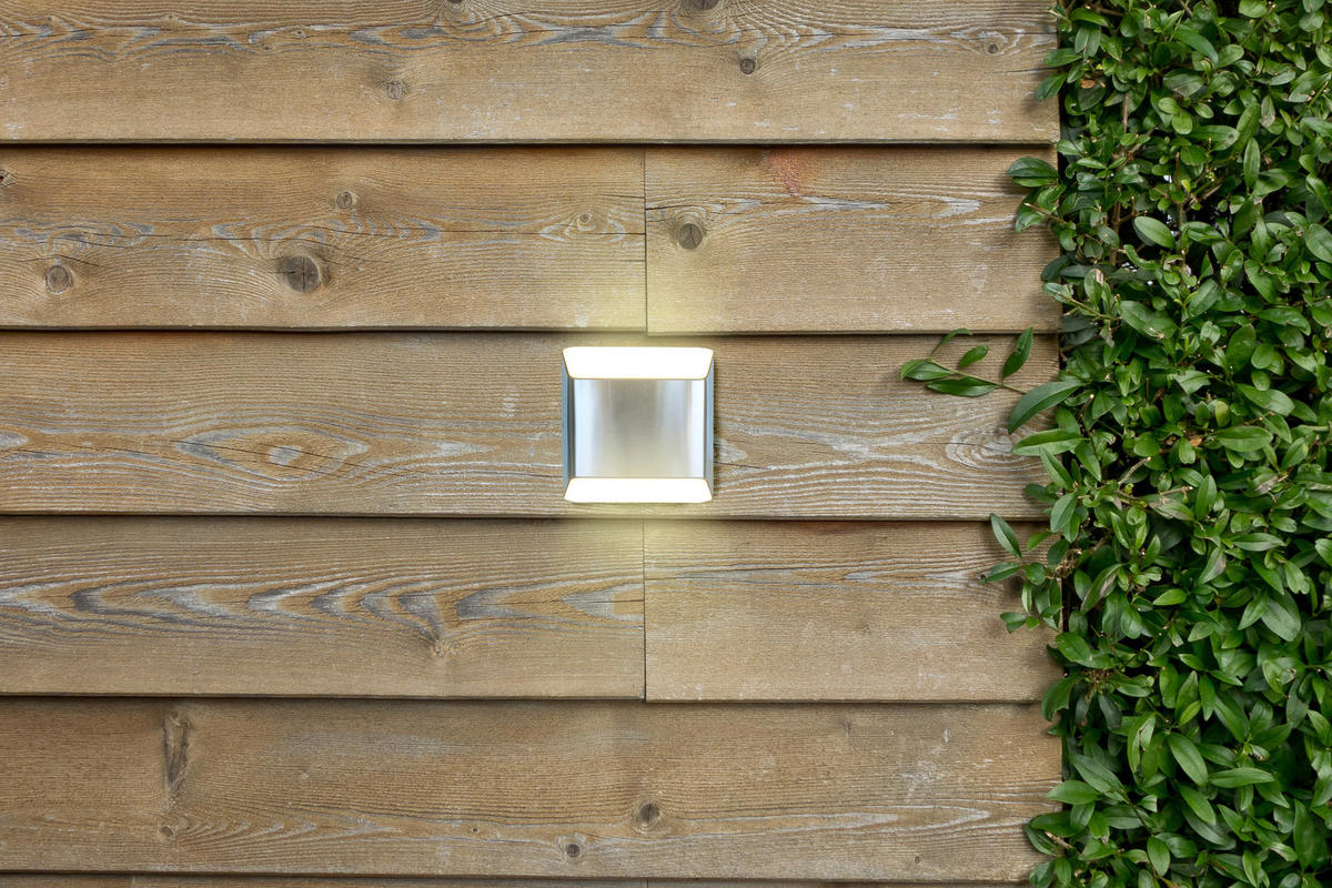 LED-AUßENLEUCHTE Floyd 12,2/12,4/4,5 cm   - Edelstahlfarben/Weiß, MODERN, Kunststoff/Metall (12,2/12,4/4,5cm)