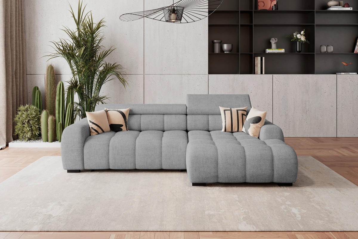 HÖRNSOFFA i vävt tyg grå  - grå/svart, Trend, textil/plast (285/168cm) - Livetastic