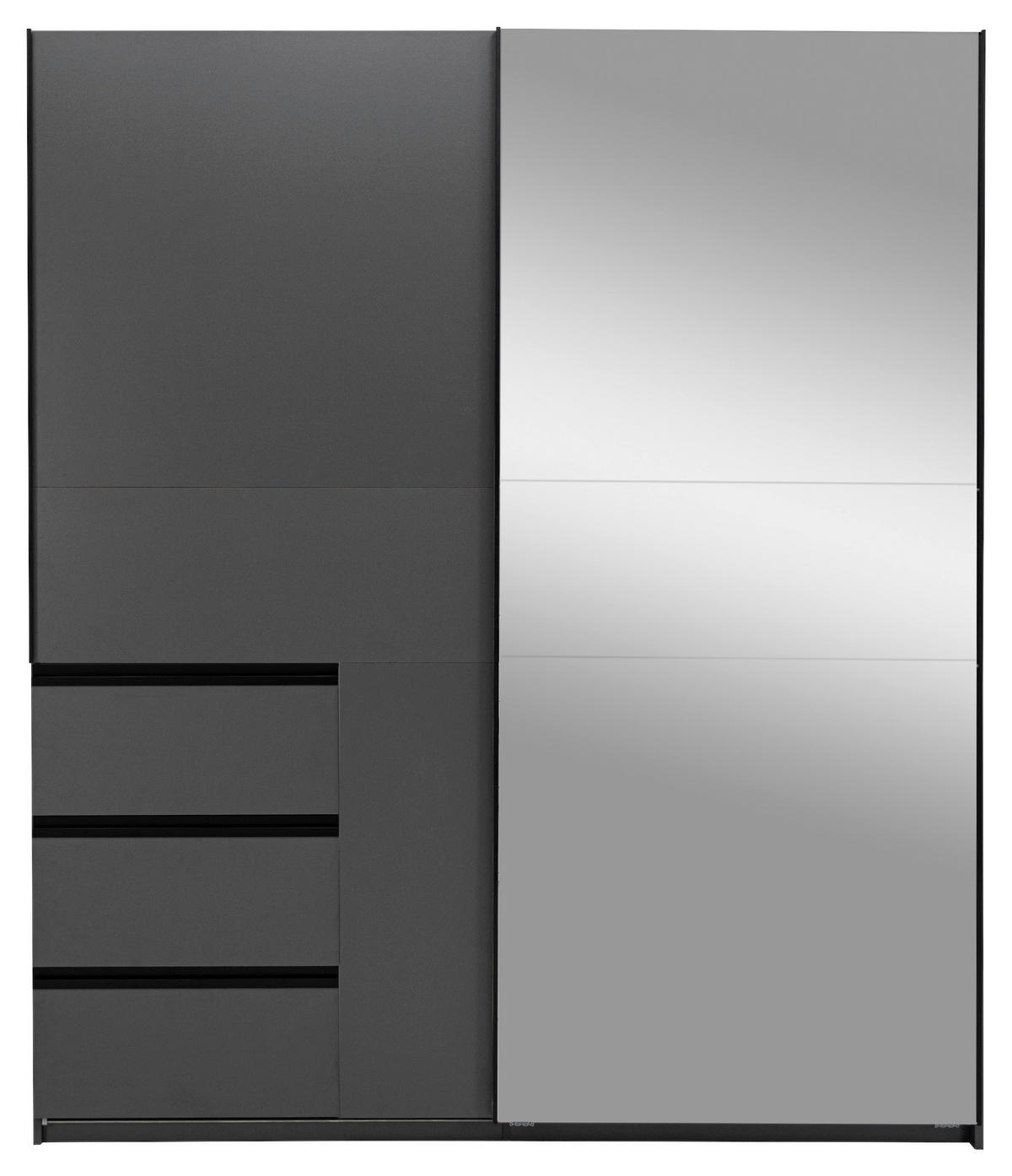 SCHIEBETÜRENSCHRANK 175/205/61,5 cm 2-türig Graphitfarben  - Graphitfarben/Schwarz, MODERN, Holzwerkstoff/Metall (175/205/61,5cm) - MID.YOU