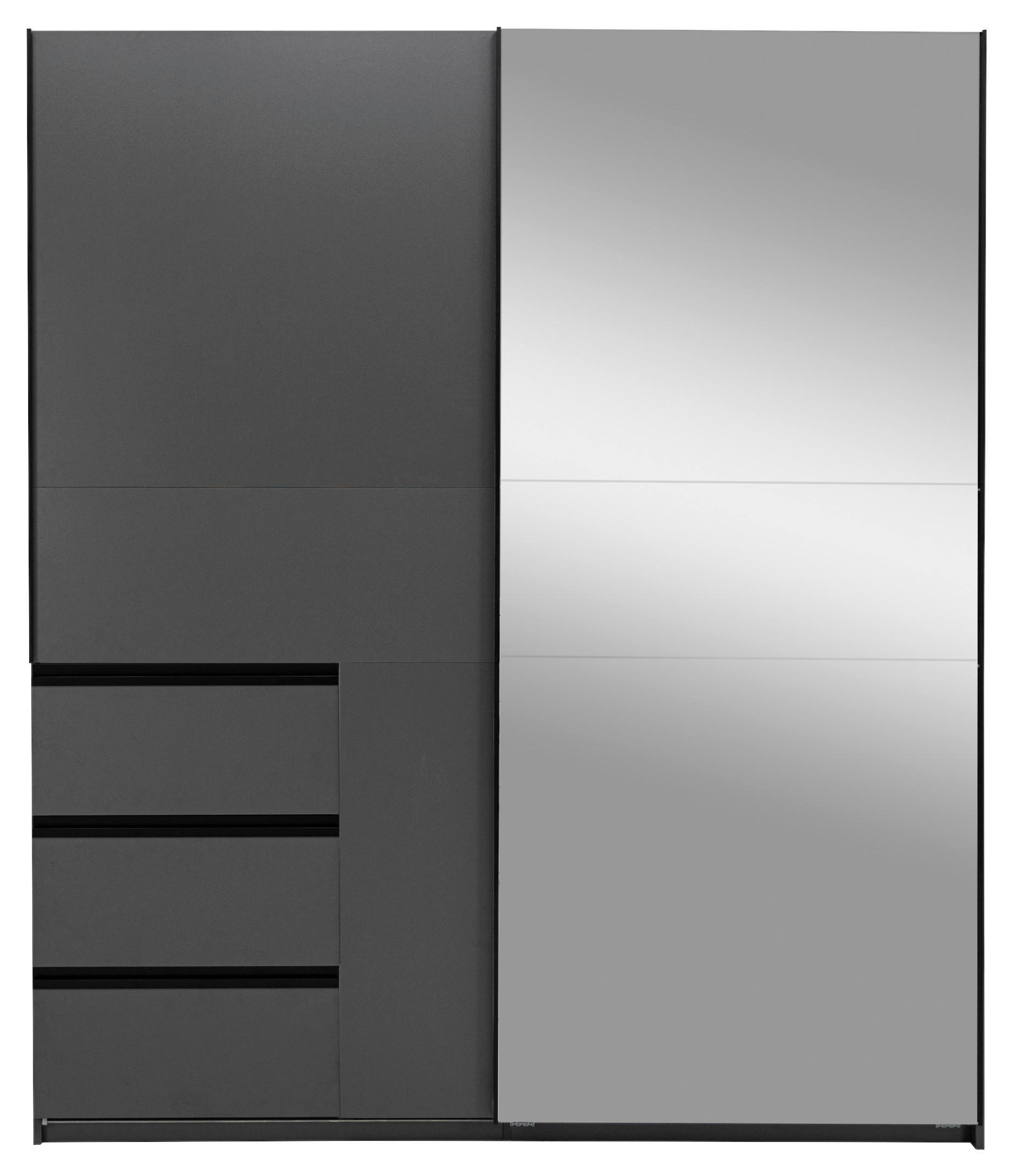 Thumbnail - Mid.you Schiebetürenschrank Wilma, Graphit, Metall, 2 Fächer, 3 Schubladen, 175x205x61.5 cm, in verschiedenen Größen erh...