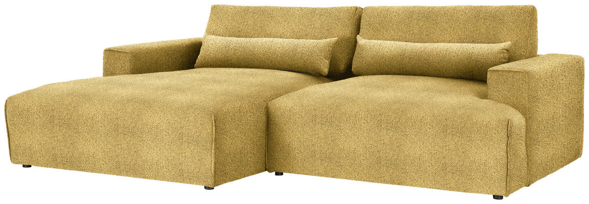 ECKSOFA Felicia in Chenille Currygelb  187/268 cm  - Currygelb/Schwarz, Design, Kunststoff/Textil (187/268cm) - Stylife