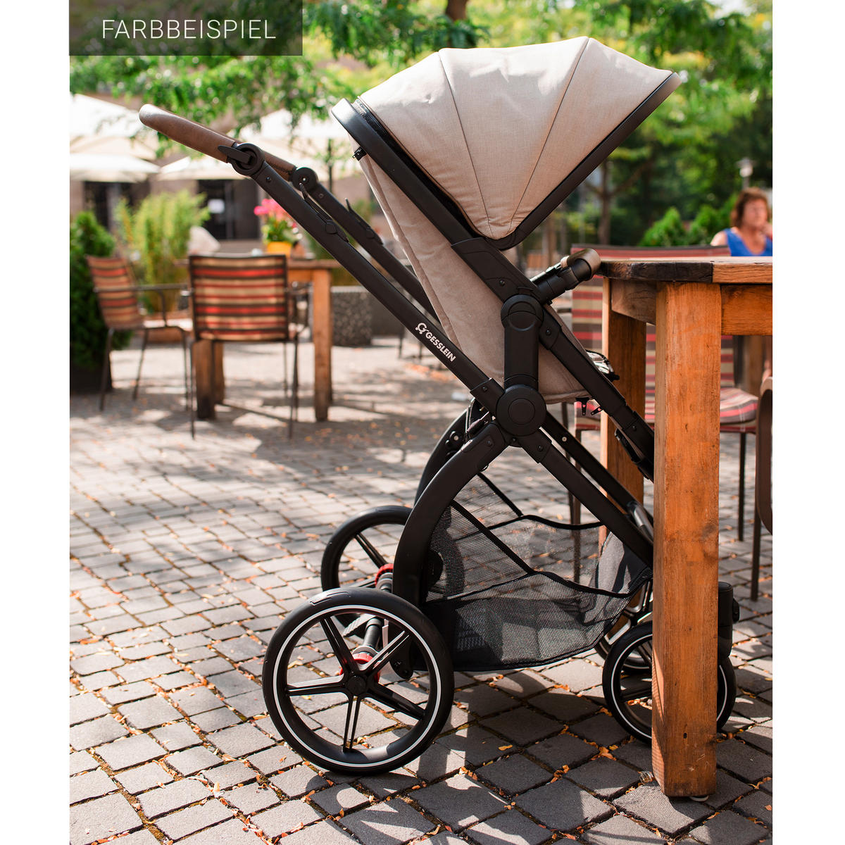 KINDERWAGENSET FX4 Life  - Schwarz/Altrosa, Basics, Textil/Metall (57/129/100cm) - Gesslein