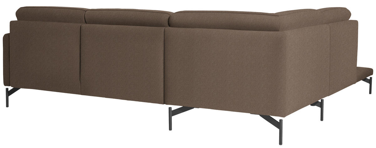 ECKSOFA in Flachgewebe Braun  - Anthrazit/Braun, Design, Textil/Metall (230/254cm) - Johann Jakob