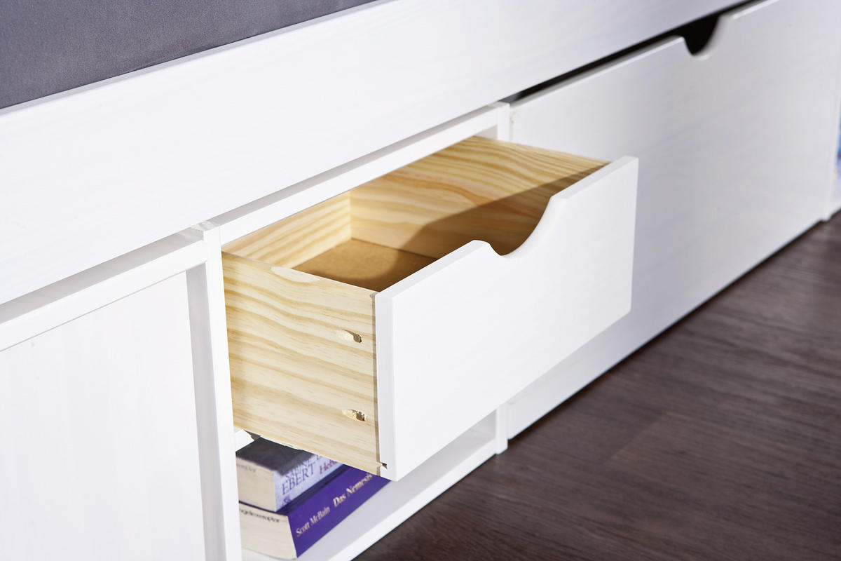 STAURAUMBETT 90/200 cm  in Weiß  - Weiß, LIFESTYLE, Holz (90/200cm) - Xora