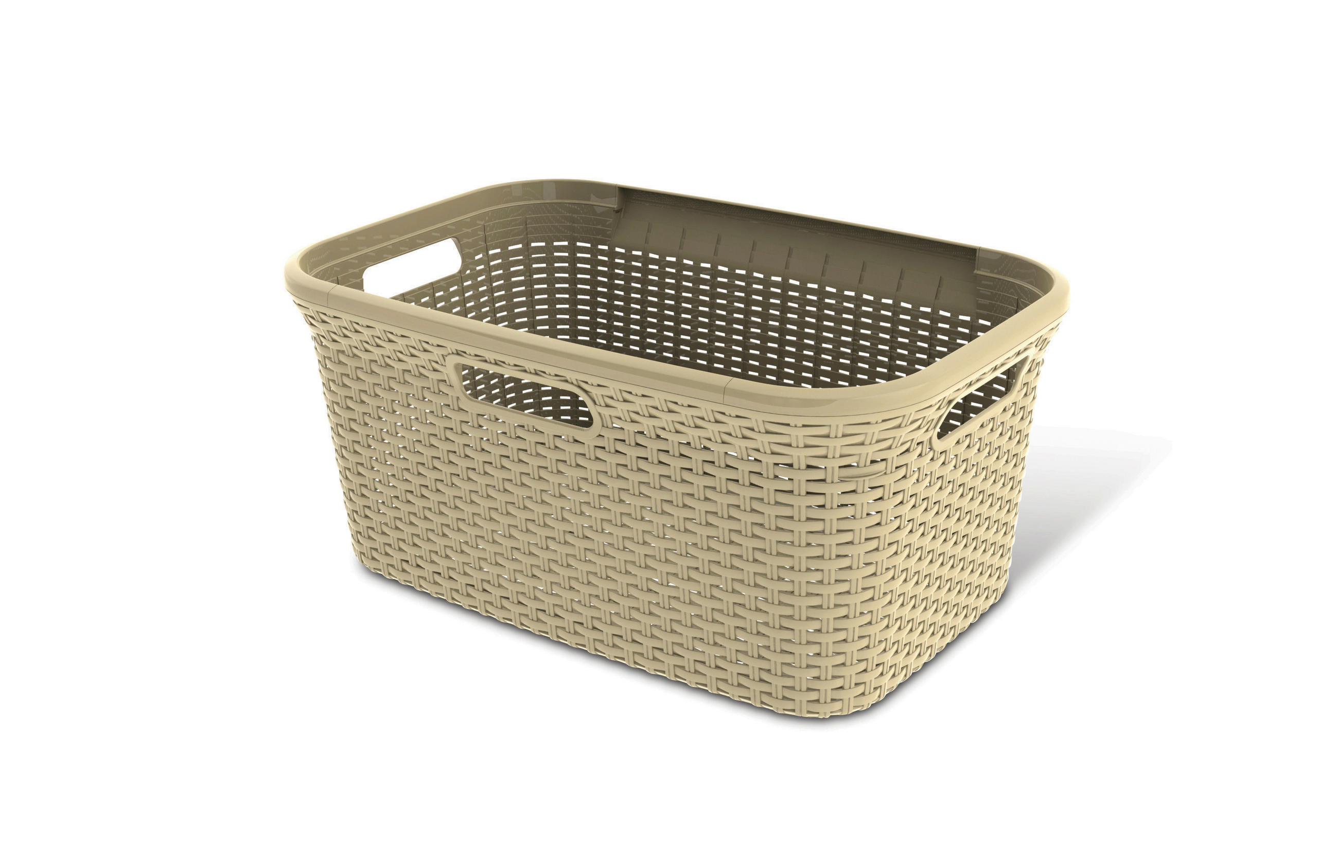 KÔŠ NA BIELIZEŇ, krémová - krémová, Basics, plast (60/52/38cm)
