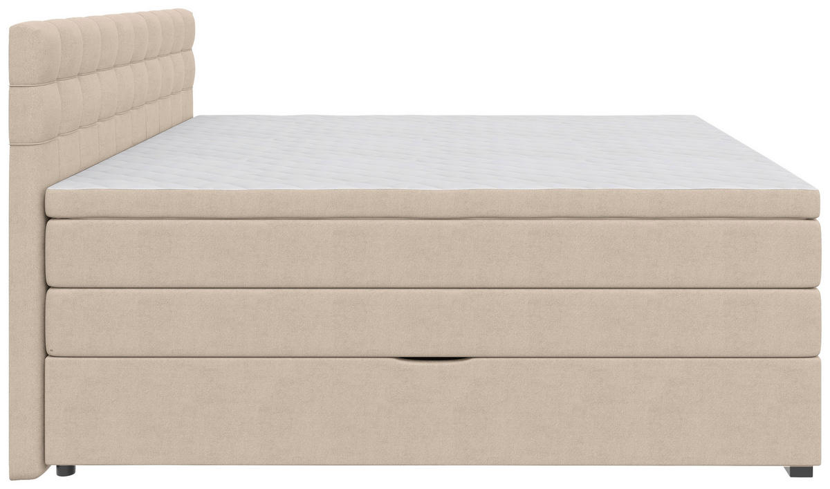 BOXSPRINGBETT 160/200 cm,  in Beige, Bettkasten, Topper, Matratzen, H3 = fest  - Beige/Schwarz, KONVENTIONELL, Kunststoff/Textil (160/200cm) - Boxxx