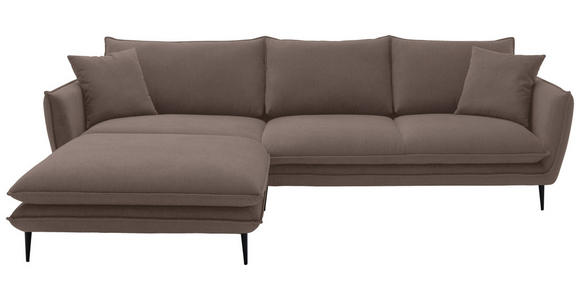ECKSOFA  in Webstoff Braun  196/304 cm  - Schwarz/Braun, KONVENTIONELL, Textil/Metall (196/304cm) - Hom`in