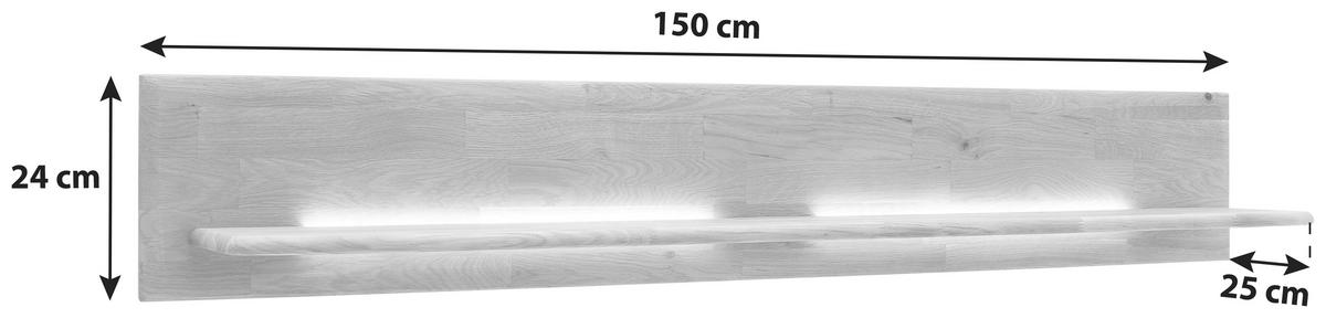 VÄGGHYLLA 150/24/25 cm  - ekfärgad, Design, trä (150/24/25cm) - Livetastic