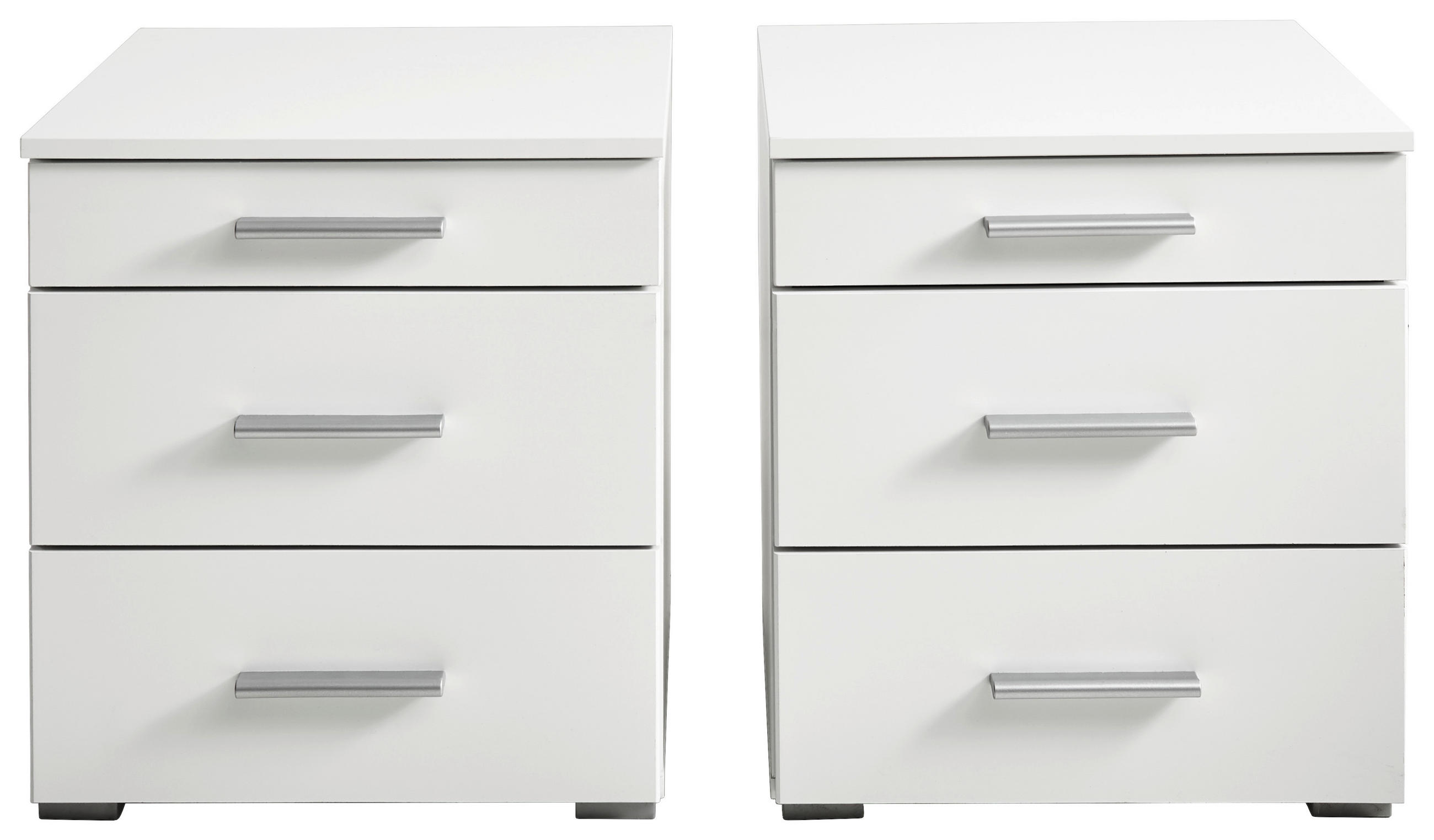 NACHTSCHRANKSET 47/52/42 cm  - Alufarben/Weiß, KONVENTIONELL, Holzwerkstoff/Kunststoff (47/52/42cm) - Ti'me
