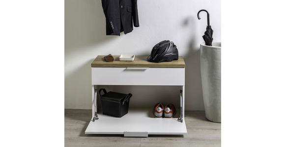 GARDEROBENBANK Eichefarben, Weiß Hochglanz - Eichefarben/Weiß Hochglanz, MODERN, Kunststoff/Metall (82/53/35cm) - Carryhome