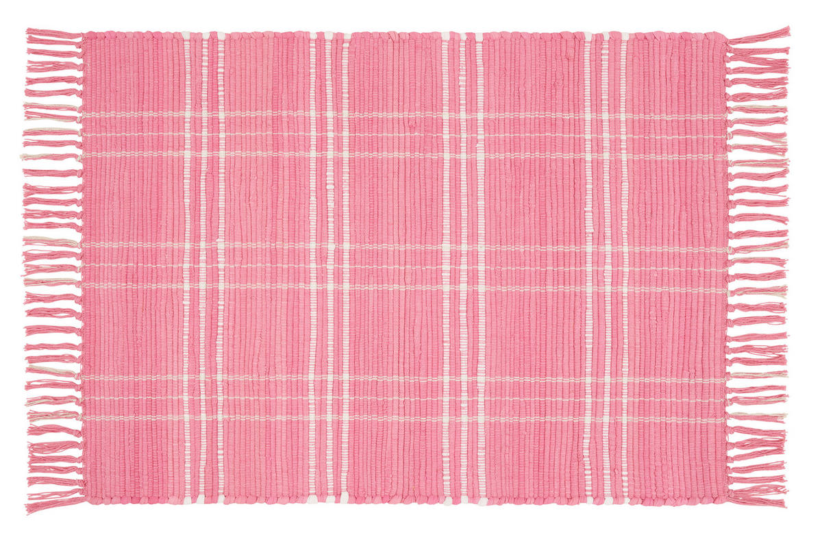 COVOR ȚESUT DE MÂNĂ    - roz aprins, Basics, textil (60/90cm) - Boxxx