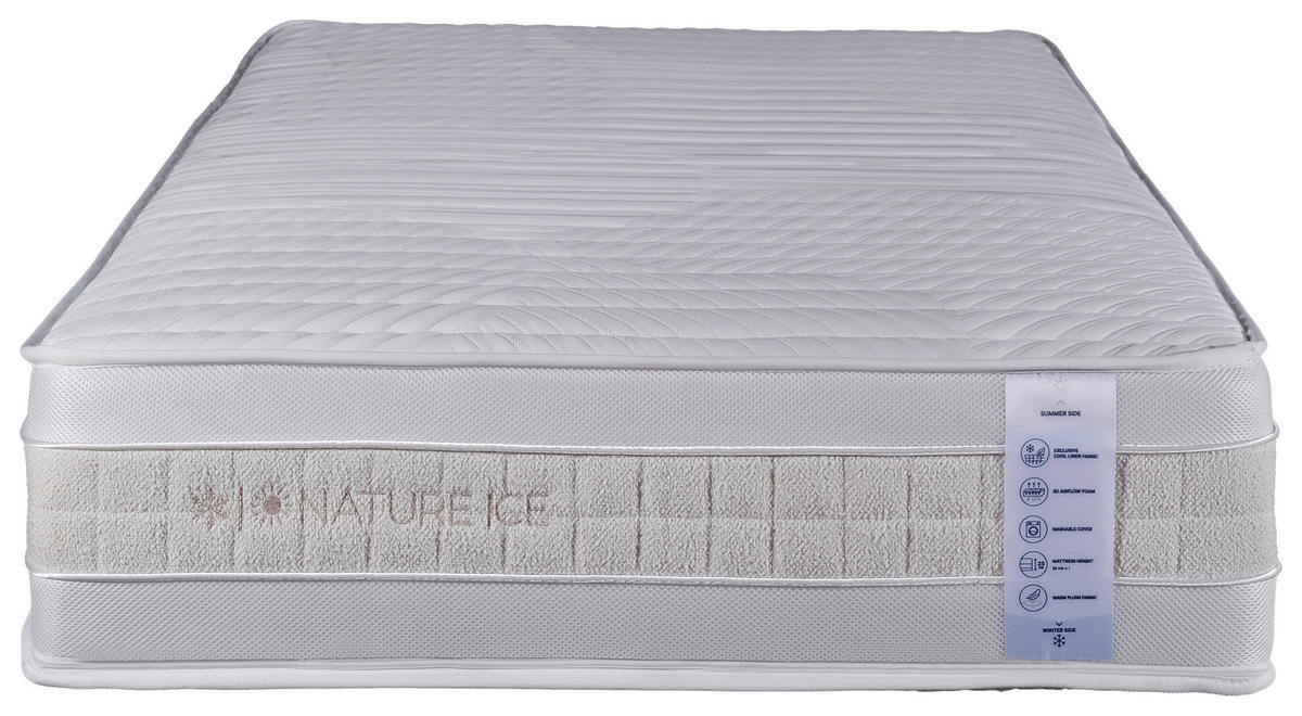 TASCHENFEDERKERNMATRATZE 100/200 cm, Höhe ca.: 25 cm, H4 = sehr fest,  - Beige/Weiß, Basics, Textil (100/200cm) - Chameo