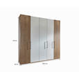 DREHTÜRENSCHRANK  in Weiß, Eiche Bianco  - Schieferfarben/Eiche Bianco, Design, Glas/Holzwerkstoff (250/216/58cm) - Novel