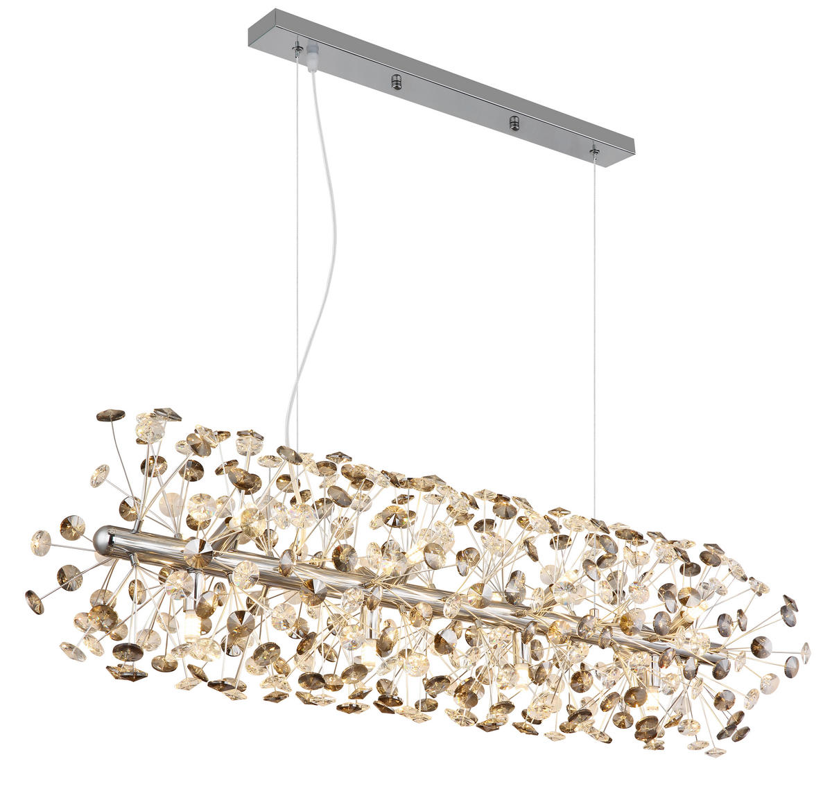 KŘIŠŤÁLOVÉ ZÁVĚSNÉ SVÍTIDLO, 90/30/150 cm  - šedá/průhledné, Lifestyle, kov/plast (90/30/150cm) - Globo