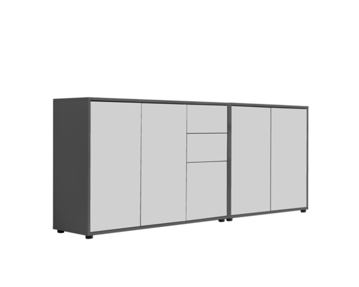 Mid.you Sideboard Anthrazit, Weiß 184.5x73x33 cm
