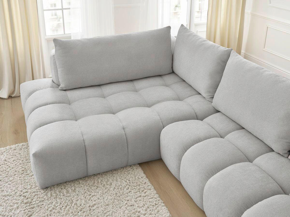 ECKSOFA Ottomane links  EVEREST Hellgrau Struktur  - Hellgrau/Schwarz, MODERN, Kunststoff/Textil (210/352cm)