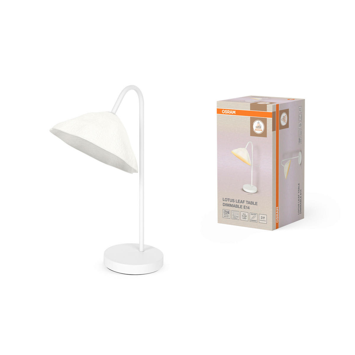 TISCHLEUCHTE 21.9/32.5/46 cm   - Basics, Papier/Metall (21.9/32.5/46cm) - Osram