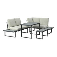 LOUNGE ÉTKEZŐGARNITÚRA 4 részes    - antracit/szürke, Design, műanyag/textil - Ambia Garden