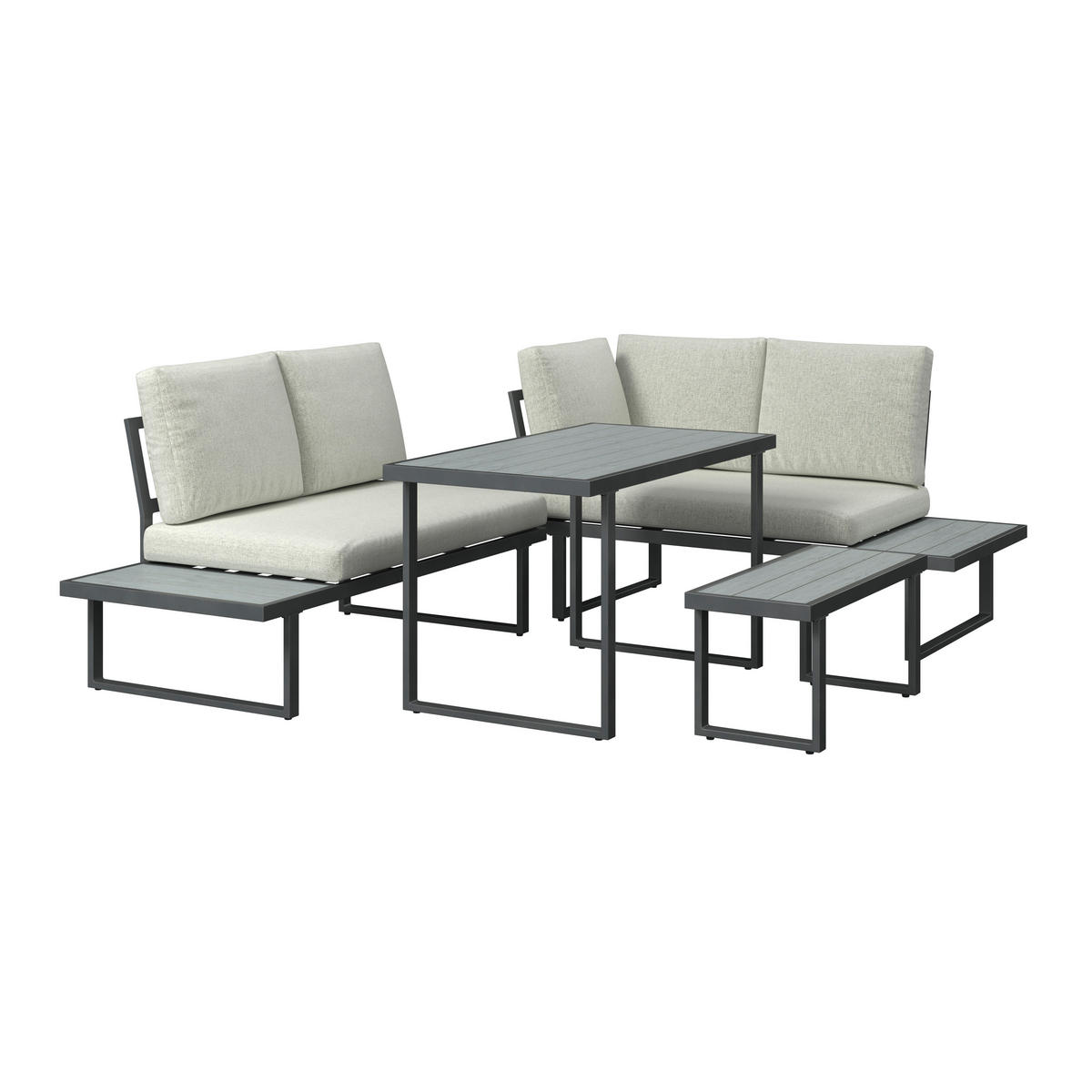 LOUNGE ÉTKEZŐGARNITÚRA 4 részes    - antracit/szürke, Design, műanyag/textil - Ambia Garden