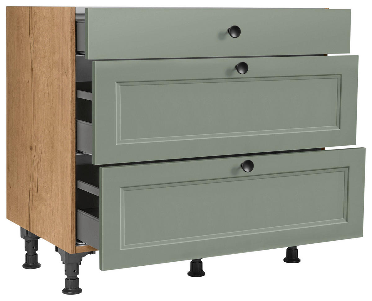 SCHUBKASTENUNTERSCHRANK 90/87/56 cm  in Grün, Eichefarben  - Eichefarben/Schwarz, MODERN, Holzwerkstoff/Metall (90/87/56cm) - Nobilia