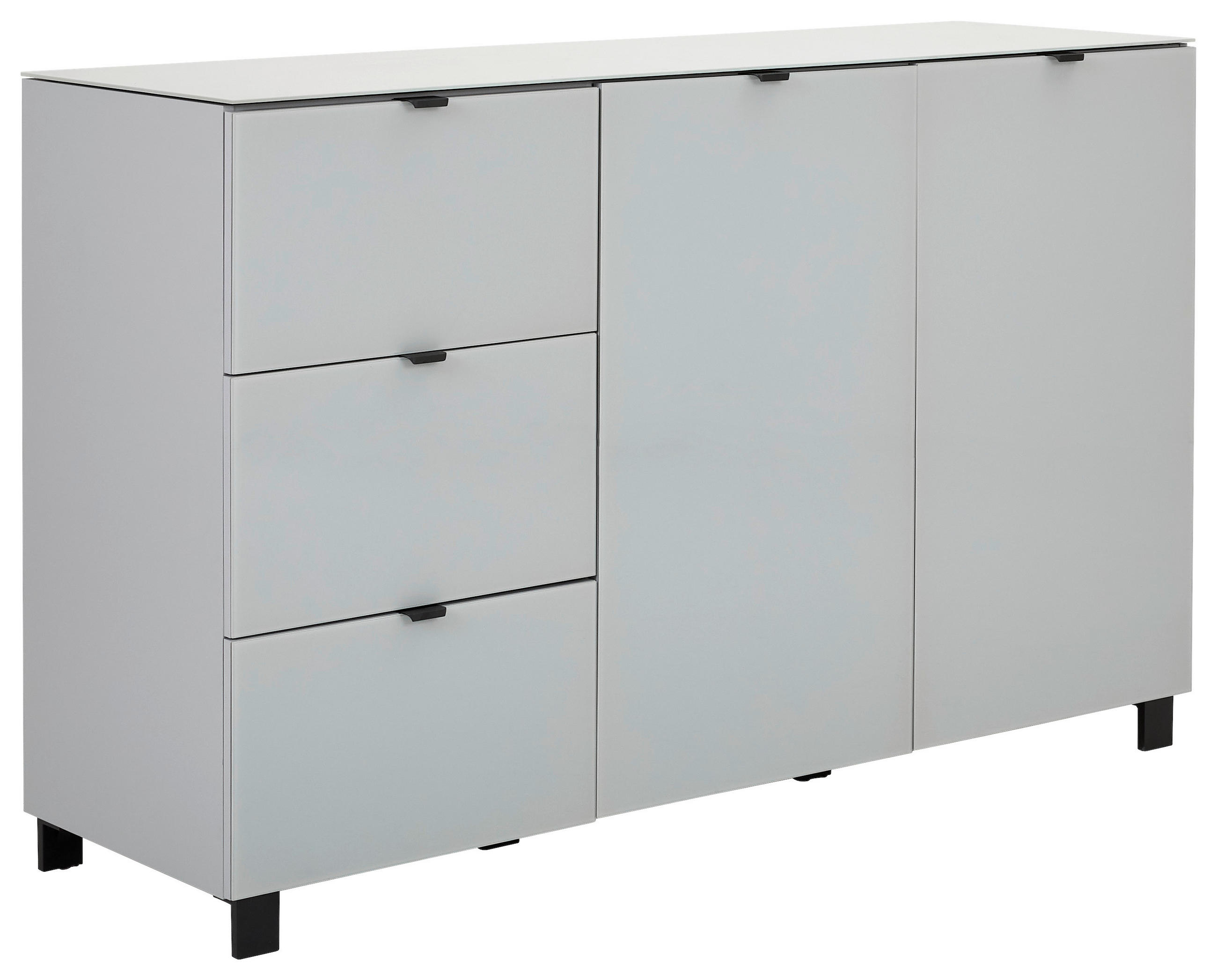 SIDEBOARD Grau, Hellgrau  165/105,1/52,5 cm  - Hellgrau/Schwarz, Design, Glas/Holzwerkstoff (165/105,1/52,5cm) - Hom`in