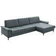 ECKSOFA  in Echtleder Blaugrau  334/176 cm  - Blaugrau/Schwarz, Design, Leder/Metall (334/176cm) - Dieter Knoll