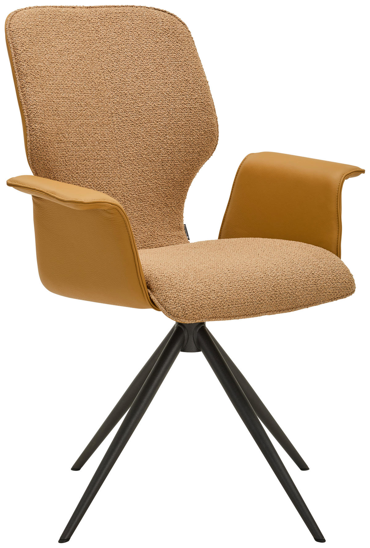 ARMLEHNSTUHL  in beflockt Echtleder pigmentiert  - Anthrazit/Karamell, Design, Leder/Textil (70/95/63cm) - Musterring