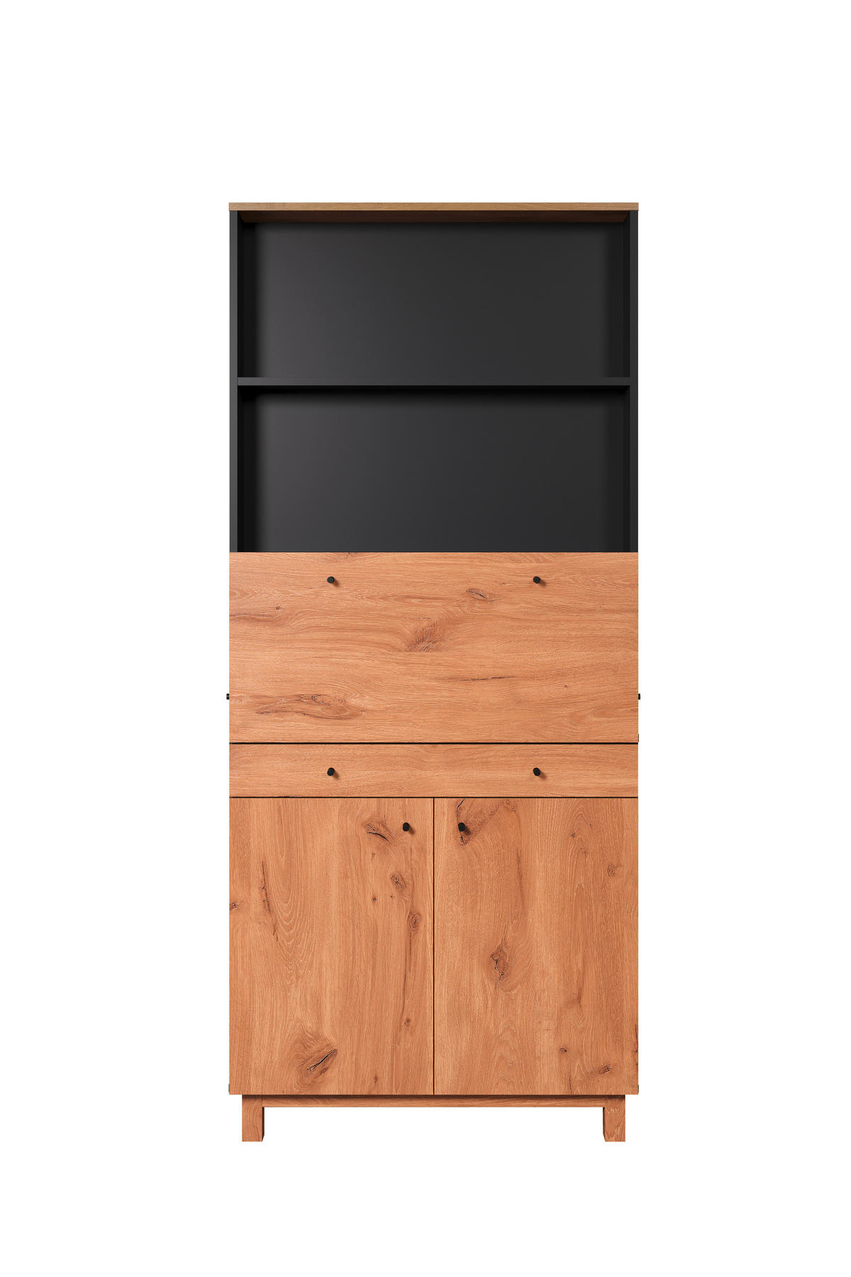 SEKRETÄR  klappbar, Stauraum  - Eichefarben/Schwarz, MODERN, Holzwerkstoff/Kunststoff (76/175/41cm) - Boxxx