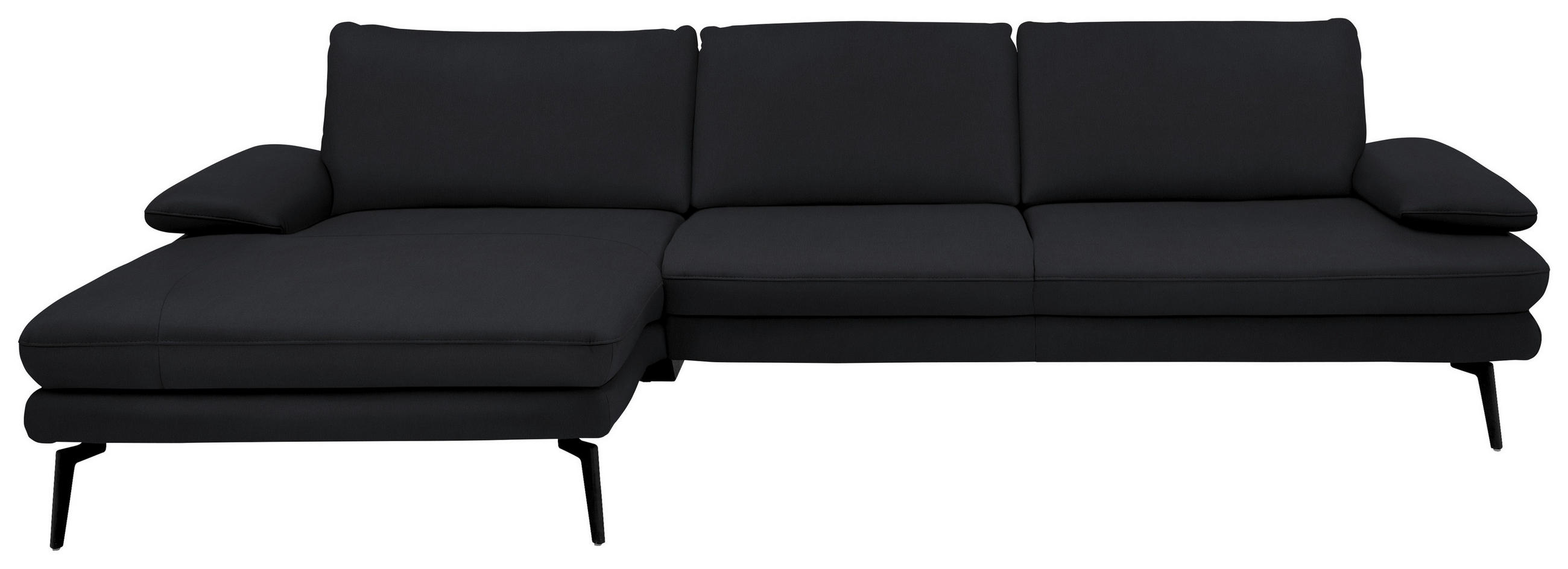 ECKSOFA in Echtleder Anthrazit  - Anthrazit/Schwarz, Design, Leder/Metall (180/310cm) - Dieter Knoll