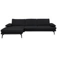 ECKSOFA in Echtleder Anthrazit  180/310 cm  - Anthrazit/Schwarz, Design, Leder/Metall (180/310cm) - Dieter Knoll
