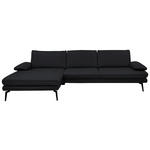 ECKSOFA in Echtleder Anthrazit  180/310 cm  - Anthrazit/Schwarz, Design, Leder/Metall (180/310cm) - Dieter Knoll