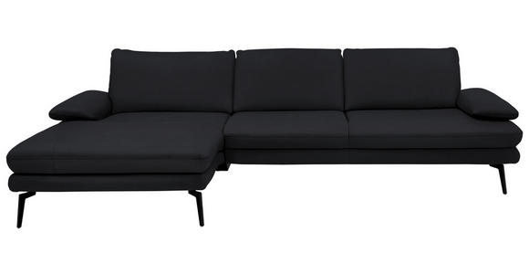 ECKSOFA in Echtleder Anthrazit 180/310 cm - Anthrazit/Schwarz, Design, Leder/Metall (180/310cm) - Dieter Knoll