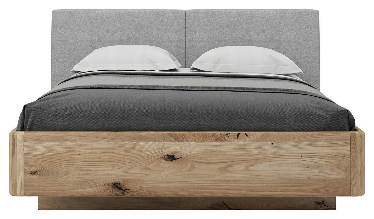 BETT 160/200 cm  in Grau, Eichefarben  - Eichefarben/Grau, Natur, Holz/Textil (160/200cm) - Valnatura