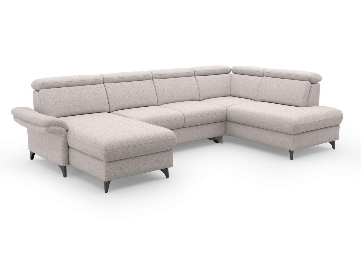 WOHNLANDSCHAFT Chenille Silberfarben  - Silberfarben/Schwarz, Konventionell, Textil/Metall (166/321/193cm) - Sit & More