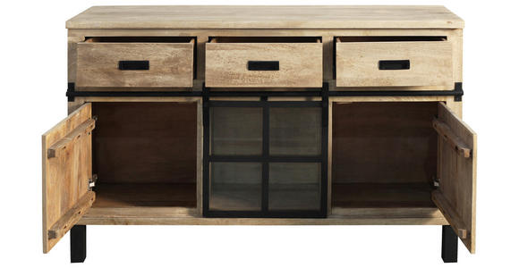 BUFFET 145/180/42 cm  in  - Graubraun/Schwarz, LIFESTYLE, Glas/Holz (145/180/42cm) - Landscape