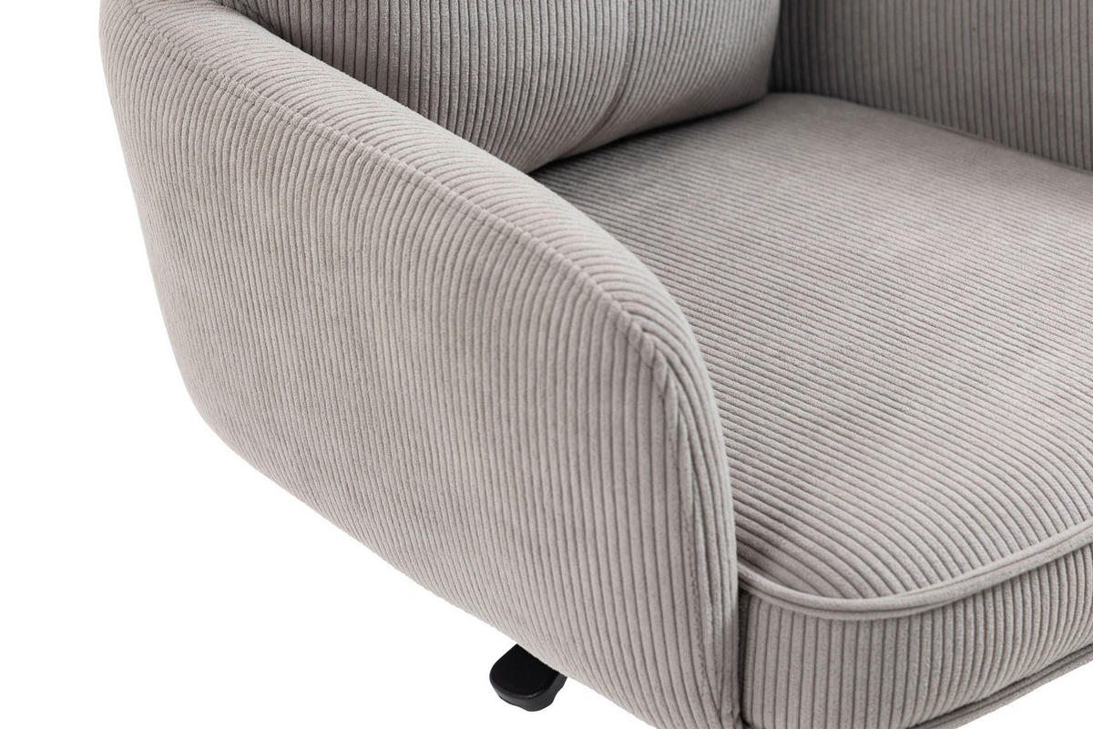 BARHOCKER Cord Taupe Eisen Stoffauswahl, Sitzfläche 360° drehbar, inklusive Armlehnen  - Taupe/Schwarz, Design, Textil/Metall (54/98-120/58cm) - Novel