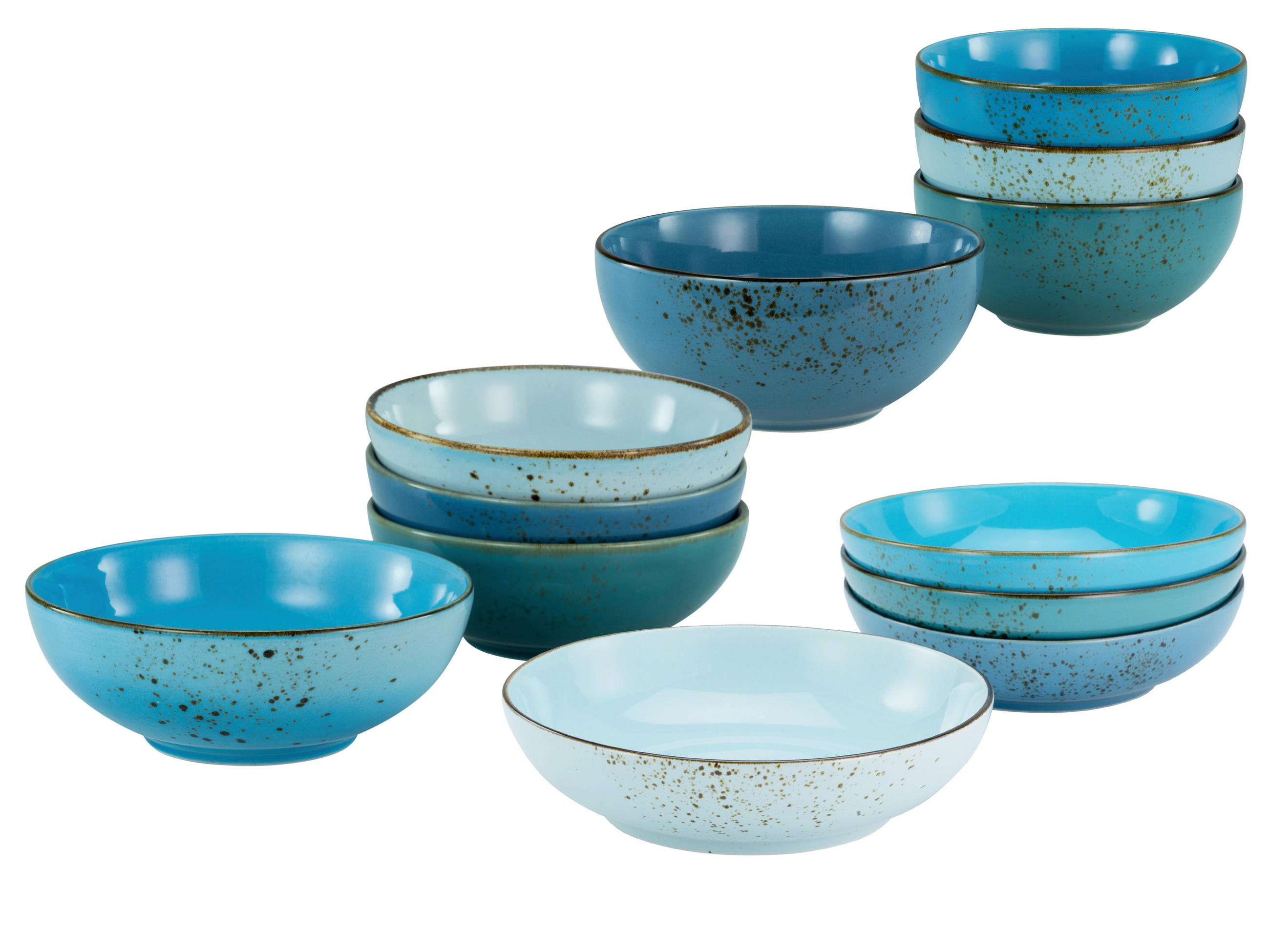 Schüsselset Keramik Blau 12-Teilig