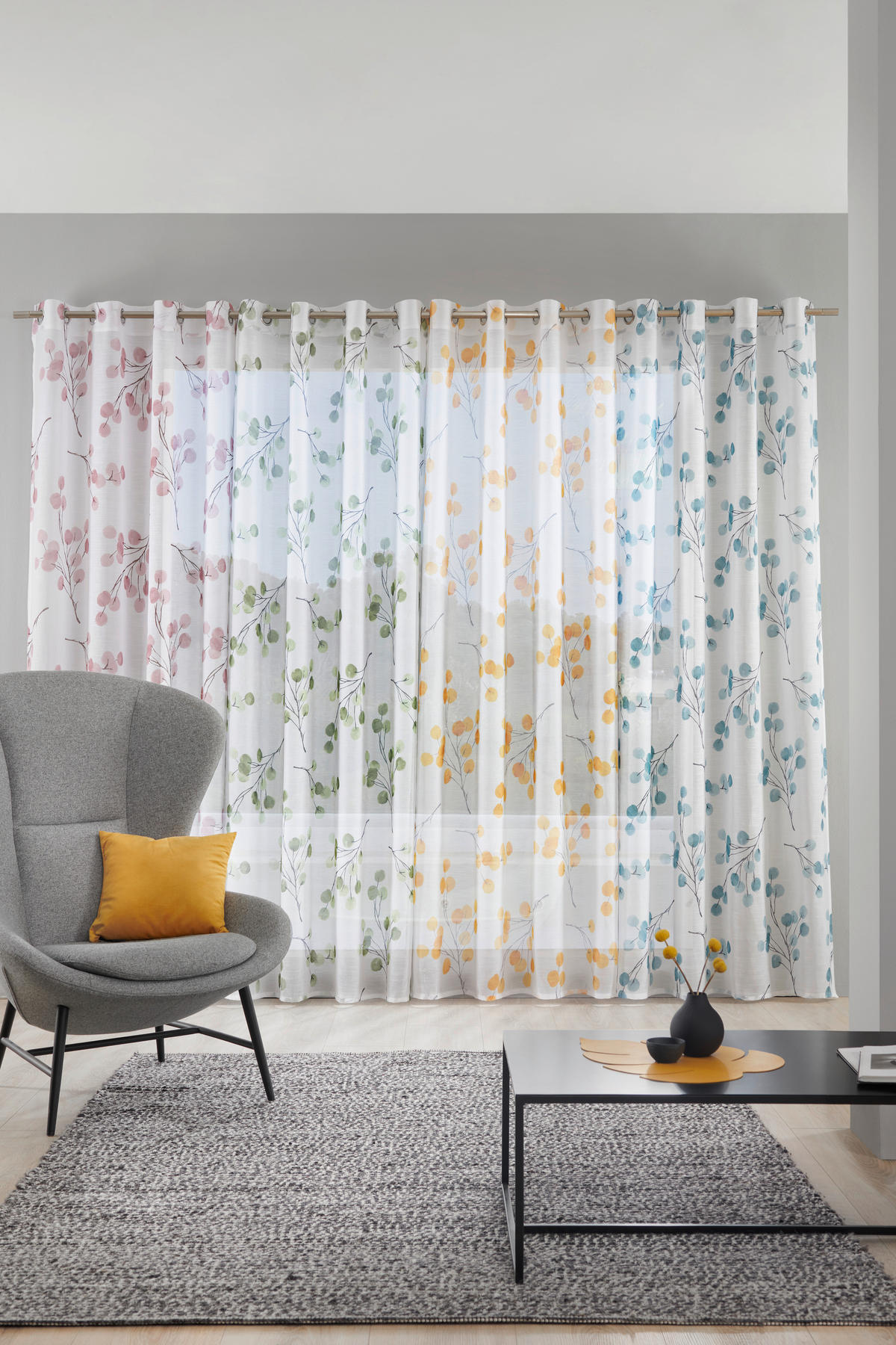 Perdea Cu Inele Tip Capsă semitransparent  - albastru, Konventionell, textil (135/245cm) - Esposa