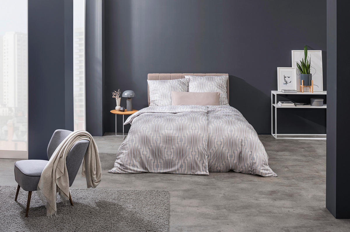 BETTWÄSCHE LEVIAN Interlock-Jersey 155/220 cm  - Beige/Grau, Basics, Textil (155/220cm) - Estella