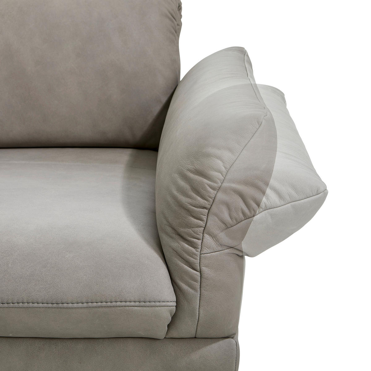 ECKSOFA Posh Grau Echtleder  - Anthrazit/Grau, Design, Leder/Metall (308/173cm) - Joop!