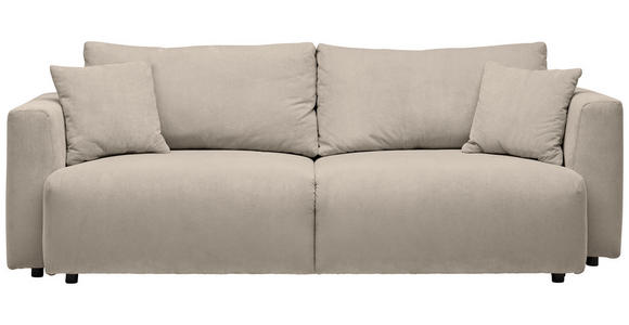SCHLAFSOFA Cord Beige Zierkissen, Rückenkissen, Bettkasten, Schlaffunktion, Rücken echt  - Beige/Schwarz, Design, Kunststoff/Textil (250/92/105cm) - Carryhome