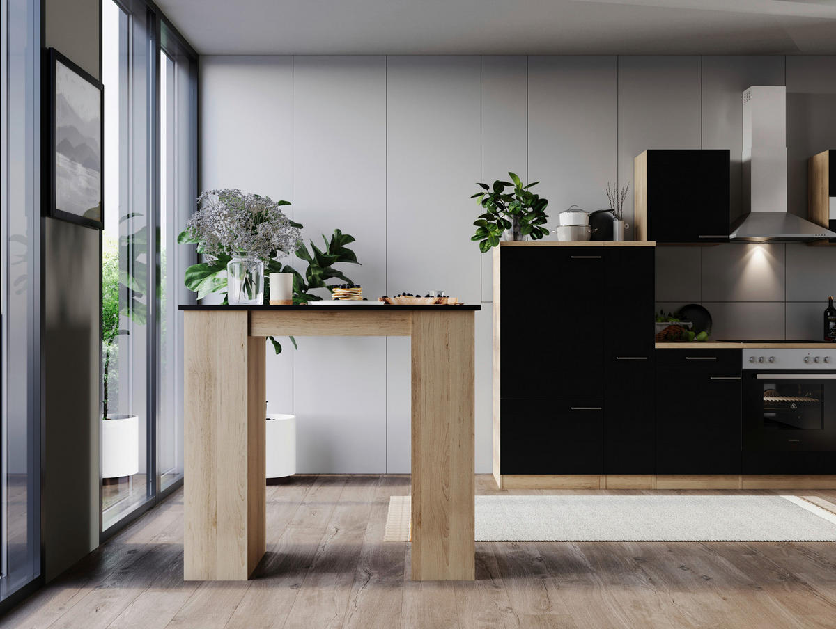 BARTISCH rechteckig Schwarz, Eichefarben  - Eichefarben/Schwarz, Design, Holzwerkstoff (103/50/115cm) - Respekta
