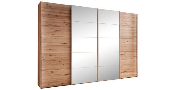 SCHWEBETÜRENSCHRANK 330/217/67 cm 4-türig Buchefarben  - Buchefarben, Natur, Glas/Holz (330/217/67cm) - Linea Natura