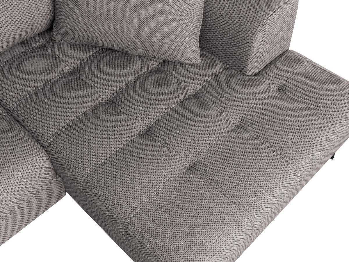 Ecksofa inkl. Funktionen in Webstoff Graubraun  - Graubraun/Schwarz, Modern, Textil/Metall (177/279cm) - Stylife
