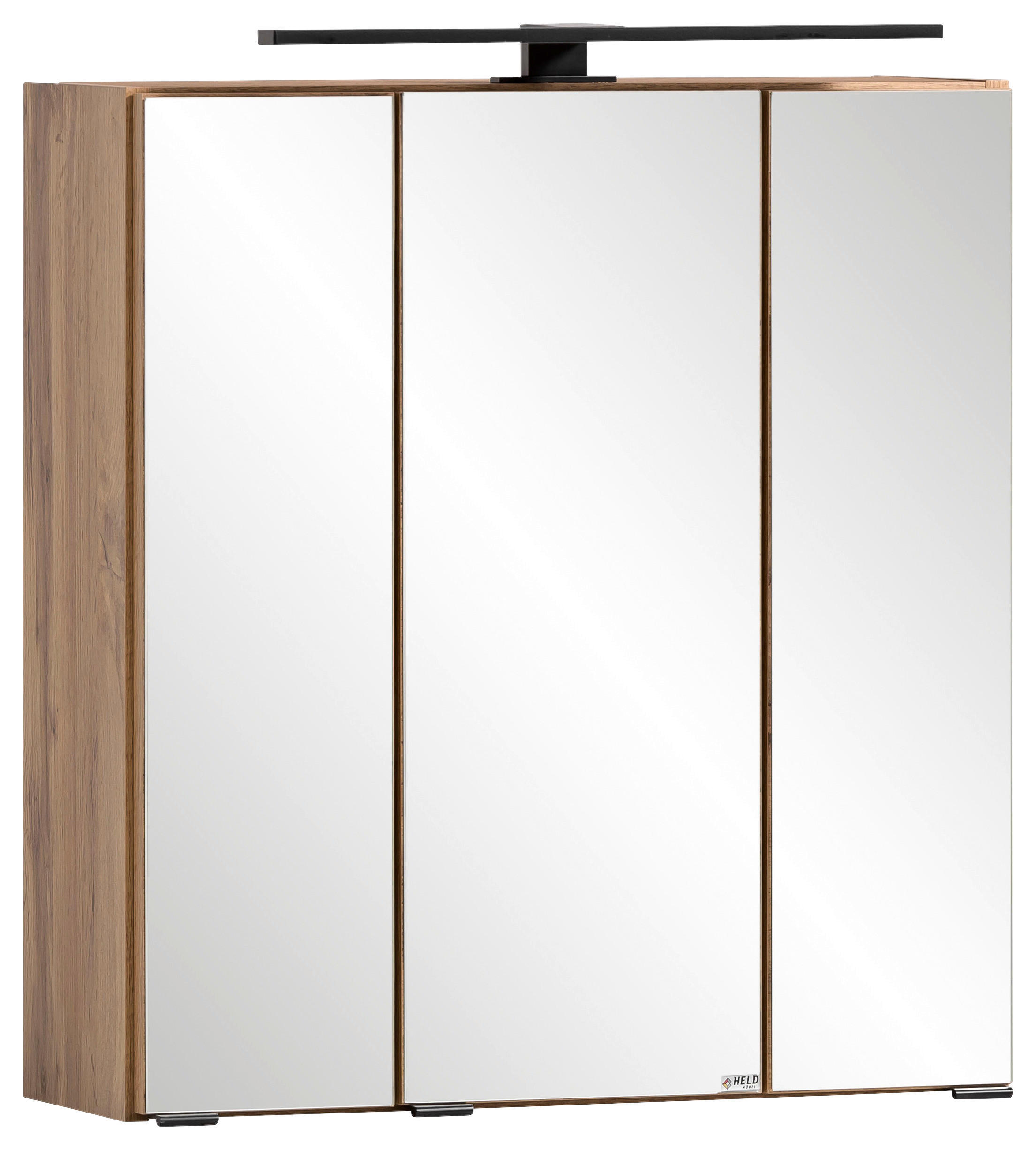 SPIEGELSCHRANK 60/64/20 cm  - Eiche Wotan/Schwarz, ROMANTIK / LANDHAUS, Glas/Holzwerkstoff (60/64/20cm) - Xora