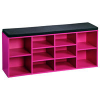 SCHUHREGAL Pink, Schwarz  - Pink/Schwarz, Basics, Holzwerkstoff/Textil (103,5/48/29,5cm) - Kesper