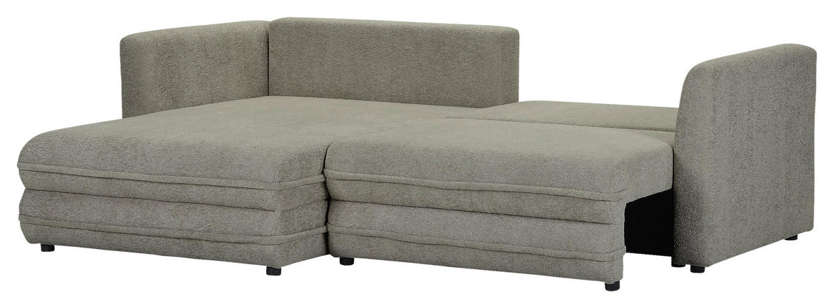 ECKSOFA Hellgrau Plüsch Zierkissen, Rückenkissen, Bettkasten, Schlaffunktion, Rücken echt, Liegefläche im Originalstoff  - Hellgrau/Schwarz, MODERN, Kunststoff/Textil (246/178cm) - Carryhome